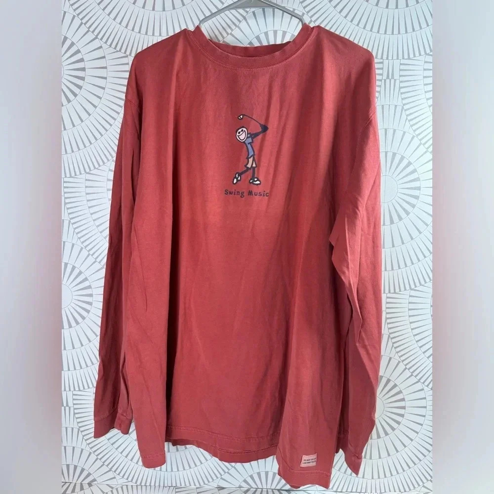Life Is Good‎ Men’s Long Sleeve Red “Swing Music” TShirt SizeXL